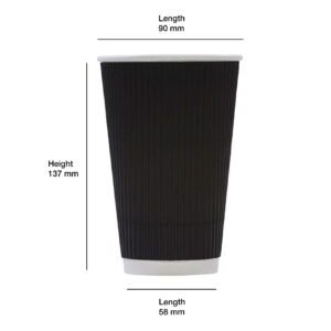 16oz Black Kraft Ripple Paper Cup - 500pk